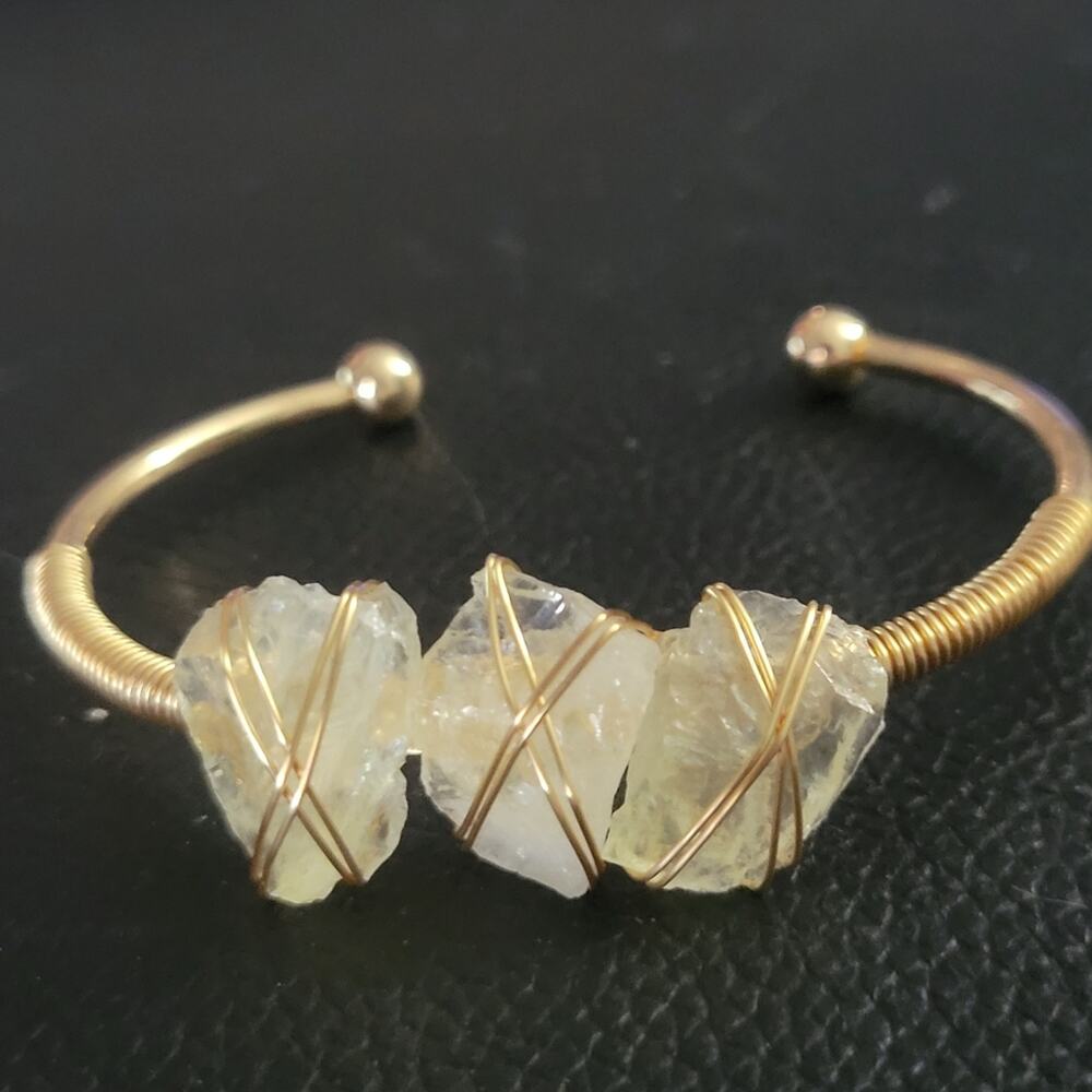 Citrine crystal gold bangle bracelet